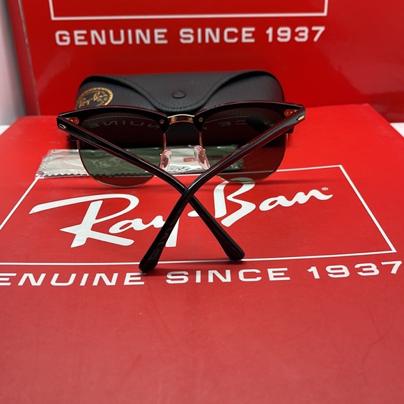 BNWT Ray-ban Club Master RB3016 Black/Gold Green Lenses sunglass - Picture 9 of 9